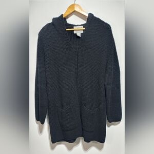Vintage SIDEFFECTS Plus Hooded Cable Knit Cardigan Black Size 2XL
